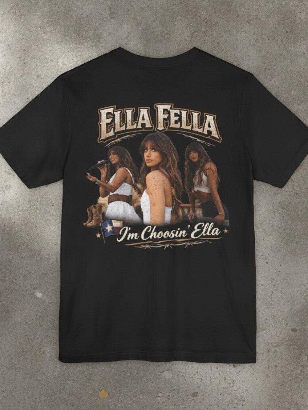 Ella Fella Im Choosin Ella Country Music Bootleg Black T-Shirt